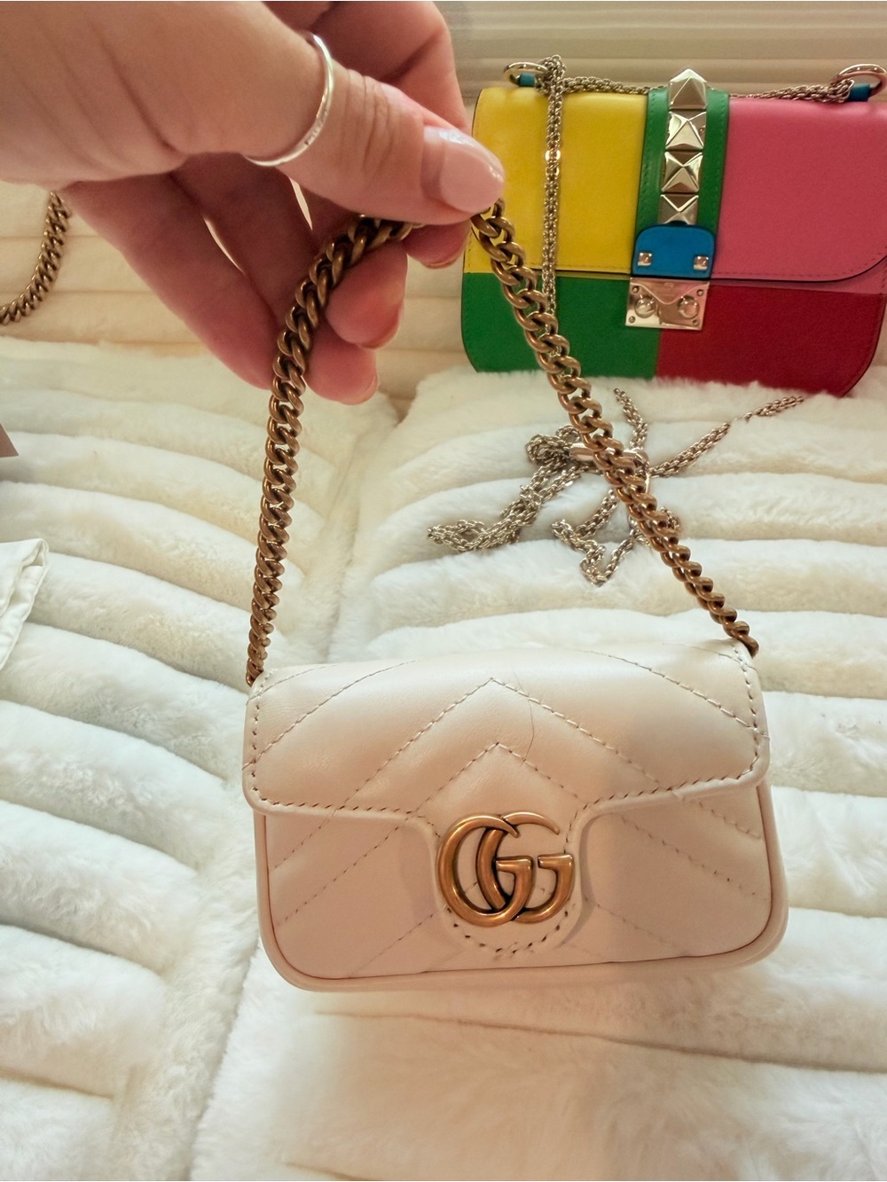 Gucci mini shoulder bag in cream with gold hardware
